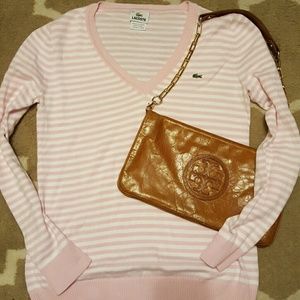 Lacoste V Neck Striped Sweater